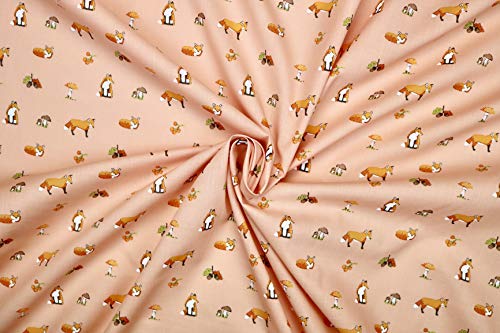 Pyrhan Polycotton Fox Patterned Printed Fabric -45 Inch Wide Polycotton Fabric Per Metre- Similar to 100% Cotton - Quilting Fabric Used in Sewing Kits and Accessories