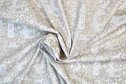 Pyrhan Castle Mermaid Unicorn Floral Polycotton Prints –45 Inch Wide Dress Fabric Material by The Metre -Floral Polycotton Print Used in Sewing Kit and Accessories-Quilting Fabric (Light Mint)