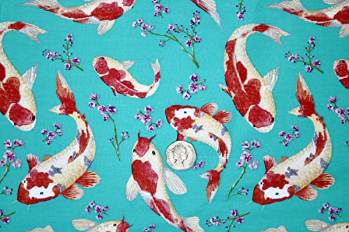 Pyrhan 100% Cotton Fabric by Rose & Hubble | Home Pet Fish Digital Printed Cotton Fabric by The Metre UK |45 inches (114 cm)| Crafting Fabric & Dressmaking Fabric | Dress Fabric Material.