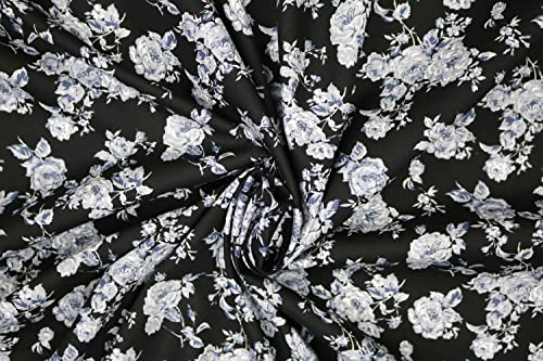 Pyrhan 100% Cotton Fabric by Rose & Hubble | Valentine Rose Floral Printed Cotton Fabric by The Metre UK | 45 inches (114 cm) | Crafting Fabric & Dressmaking Fabric | Dress Fabric Material.