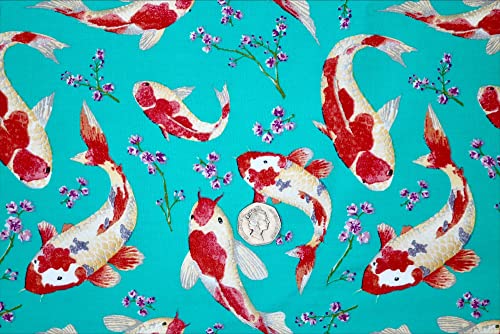 Pyrhan 100% Cotton Fabric by Rose & Hubble | Home Pet Fish Digital Printed Cotton Fabric by The Metre UK |45 inches (114 cm)| Crafting Fabric & Dressmaking Fabric | Dress Fabric Material.