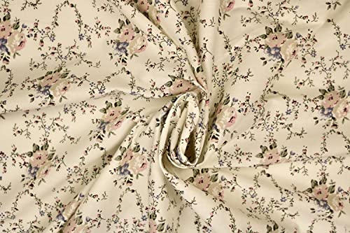 Pyrhan Rose and Vine Polycotton Prints –45 Inch Wide Dress Craft Fabric Material by The Metre -Floral Polycotton Print Used in Sewing Kit and Accessories-Quilting Fabric