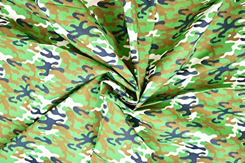 Pyrhan Camouflage Royal Army Polycotton Prints | 45 Inch Wide Dress Craft Fabric Material by The Metre | Polycotton Print Used in Sewing Kit and Accessories-Quilting Fabric (Green)