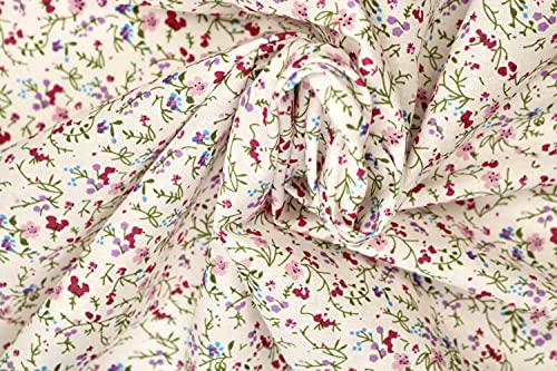 Pyrhan Little Wild Flowers Polycotton Prints –45 Inch Wide Dress Fabric Material by The Metre -Floral Polycotton Print Used in Sewing Kit and Accessories-Quilting Fabric