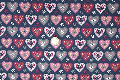 Pyrhan 100% Cotton Fabric by Rose & Hubble | Candy Hearts Printed Cotton Fabric by The Metre UK | 45 inches (114 cm) | Crafting Fabric & Dressmaking Fabric