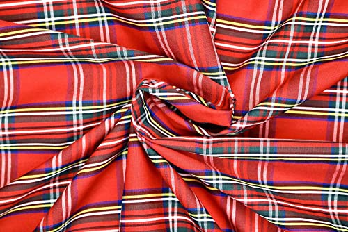 Pyrhan Royal Steward Tartan Woven Polycotton Dress Fabric 58 inch Wide Material Sold by The Metre Polycotton Print Used in Sewing Kit and Accessories-Quilting Fabric.