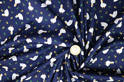 Pyrhan Cute Ducks with Floral 100% Pure Cotton Prints – 45 inches (114 cm Approx) Wide Fabric Sold by The metre - Perfect for Sewing Projects and Dress Making.