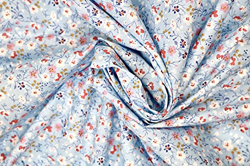 Pyrhan Little Wild Flowers Polycotton Prints –45 Inch Wide Dress Fabric Material by The Metre -Floral Polycotton Print Used in Sewing Kit and Accessories-Quilting Fabric