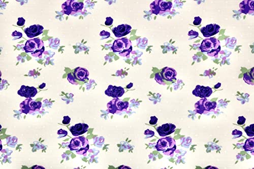 Pyrhan Rose Floral Polycotton Prints –Polycotton Fabric Similar to 100% Cotton Prints- Material by the Metre -Floral Polycotton Print Used in Sewing Kit and Accessories-Quilting Fabric Beautiful Print