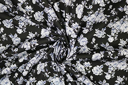 Pyrhan 100% Cotton Fabric by Rose & Hubble | Valentine Rose Floral Printed Cotton Fabric by The Metre UK | 45 inches (114 cm) | Crafting Fabric & Dressmaking Fabric | Dress Fabric Material.