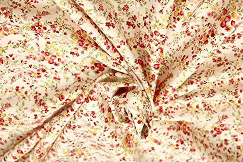 Pyrhan 100% Cotton Poplin By Rose & Hubble | Wild Ditsy Floral Printed Cotton fabric By The Metre Uk | 114 Cm |Crafting Fabric & Dressmaking Fabric |Dress Fabric Material For Sewing Dressmaking(Ivory)