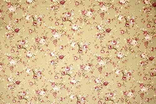 Pyrhan 100% Cotton Poplin by Rose & Hubble | Rose Floral Printed Cotton Fabric by The Metre UK | 114 Cm | Crafting Fabric & Dressmaking Fabric | Dress Fabric Material for Sewing Dressmaking (Green)