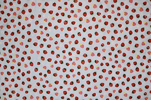 Pyrhan Strawberry Polycotton Prints –45 Inch Wide Dress Fabric Material by The Metre -Floral Polycotton Print Used in Sewing Kit and Accessories-Quilting Fabric.