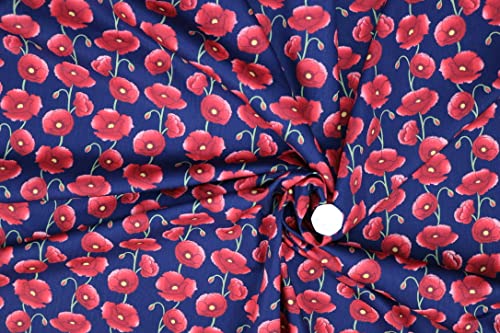 Pyrhan Large Poppy 100% Pure Cotton Prints – 45 inches (112 cm Approx) Wide Fabric Sold by The metre - Perfect for Sewing Projects and Dress Making.