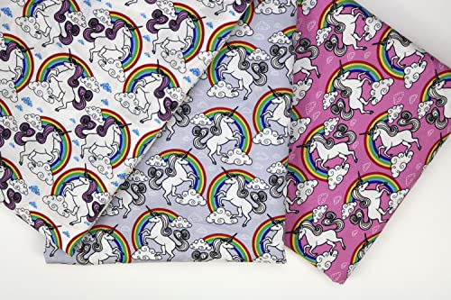 Pyrhan Rainbow Unicorn Polycotton Prints –45 Inch Wide Dress Fabric Material by The Metre -Floral Polycotton Print Used in Sewing Kit and Accessories-Quilting Fabric