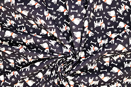 Pyrhan Dog with Bones 100% Pure Cotton Prints – 45 inches (114 cm Approx) Wide Fabric Sold by The metre - Perfect for Sewing Projects and Dress Making.