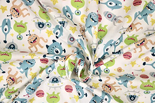 Pyrhan Alien Digital Polycotton Prints –45 Inch Wide Dress Fabric Material by The Metre -Floral Polycotton Print Used in Sewing Kit and Accessories-Quilting Fabric