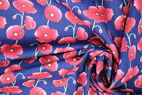 Pyrhan Large Poppy 100% Pure Cotton Prints – 45 inches (112 cm Approx) Wide Fabric Sold by The metre - Perfect for Sewing Projects and Dress Making.