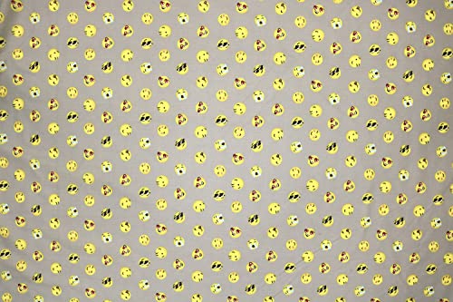 Pyrhan Libby Art & Craft Emoji Smilie Face Thug Life Polycotton Prints –45 Inch Wide Dress Fabric Material by The Metre -Floral Polycotton Print Used in Sewing Kit and Accessories (Grey)