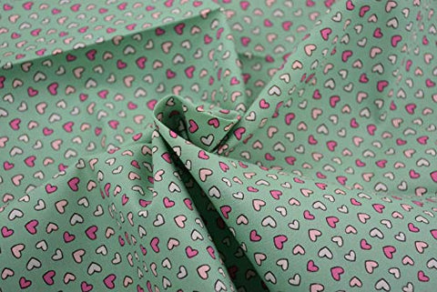 Pyrhan Ltd 100% Cotton 45" Wide Little Hearts Print (Light Green)