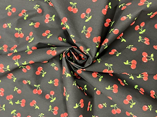 Pyrhan Cherry Patterned Polycotton Prints – 45 inch (Approx) Wide Sold by The metre sed in Art and Craft Quilting Sewing Projects and Dress Making,