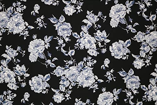 Pyrhan 100% Cotton Fabric by Rose & Hubble | Valentine Rose Floral Printed Cotton Fabric by The Metre UK | 45 inches (114 cm) | Crafting Fabric & Dressmaking Fabric | Dress Fabric Material.