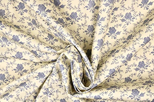 Pyrhan 100% Cotton Poplin by Rose & Hubble | Artistic Rose Floral Printed Cotton Fabric by The Metre UK |114 Cm | Crafting & Dressmaking Fabric |Dress Fabric Material for Sewing Dressmaking (Ivory)