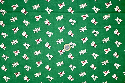 Pyrhan Teddy Bear with Bow Tie Polycotton Prints | 45 Inch Wide Dress Craft Fabric Material by The Metre | Floral Polycotton Print Used in Sewing Kit and Accessories-Quilting Fabric