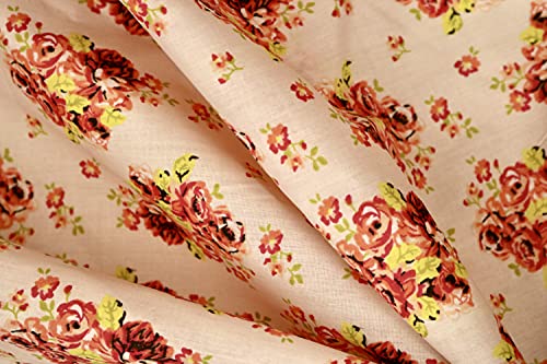 Pyrhan Rose Bouquet Polycotton Prints –45 Inch Wide Dress Fabric Material by The Metre -Floral Polycotton Print Used in Sewing Kit and Accessories-Quilting Fabric