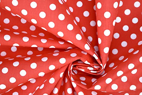 PYRHAN Polka Dots Polycotton Prints | 45 inch Wide Dress Fabric Material by Meters | Floral Polycotton Print Used in Sewing Kit and Accessories | Quilting Fabric