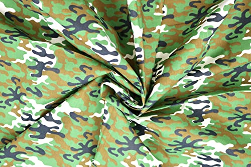 Pyrhan Camouflage Royal Army Polycotton Prints | 45 Inch Wide Dress Craft Fabric Material by The Metre | Polycotton Print Used in Sewing Kit and Accessories-Quilting Fabric (Green)