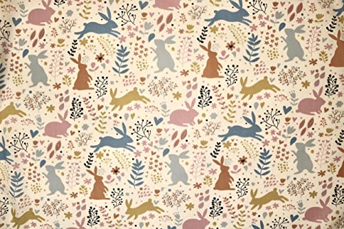 Pyrhan Cute Bunnies Polycotton Prints –45 Inch Wide Dress Fabric Material by The Metre -Floral Polycotton Print Used in Sewing Kit and Accessories-Quilting Fabric
