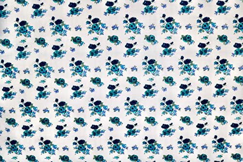 Pyrhan Rose Floral Polycotton Prints –Polycotton Fabric Similar to 100% Cotton Prints- Material by the Metre -Floral Polycotton Print Used in Sewing Kit and Accessories-Quilting Fabric Beautiful Print