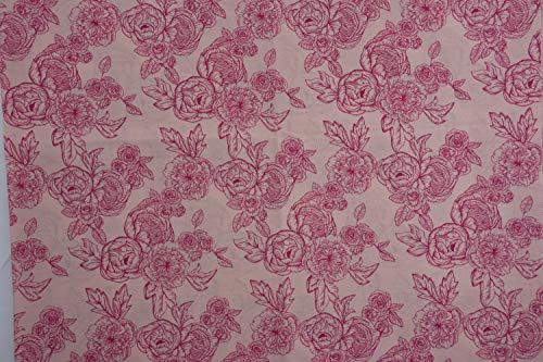Pyrhan 2020 Roses and Peonies Polycotton (Pale Pink)