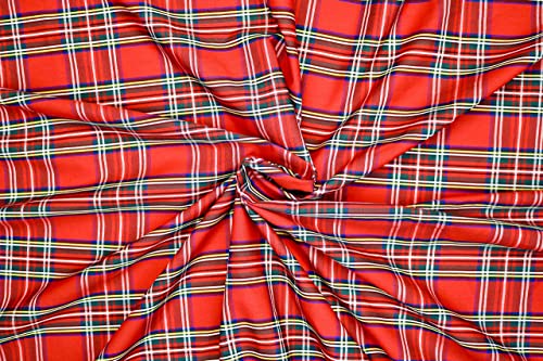 Pyrhan Royal Steward Tartan Woven Polycotton Dress Fabric 58 inch Wide Material Sold by The Metre Polycotton Print Used in Sewing Kit and Accessories-Quilting Fabric.