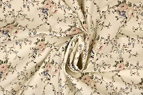 Pyrhan Rose and Vine Polycotton Prints –45 Inch Wide Dress Craft Fabric Material by The Metre -Floral Polycotton Print Used in Sewing Kit and Accessories-Quilting Fabric