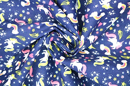 Pyrhan Rainbow Unicorn Polycotton Prints –45 Inch Wide Dress Fabric Material by The Metre -Floral Polycotton Print Used in Sewing Kit and Accessories-Quilting Fabric