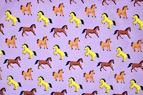Pyrhan Horse Polycotton Prints –45 Inch Wide Dress Fabric Material by The Metre -Floral Polycotton Print Used in Sewing Kit and Accessories-Quilting Fabric (Lilac)