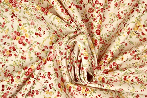 Pyrhan 100% Cotton Poplin By Rose & Hubble | Wild Ditsy Floral Printed Cotton fabric By The Metre Uk | 114 Cm |Crafting Fabric & Dressmaking Fabric |Dress Fabric Material For Sewing Dressmaking(Ivory)