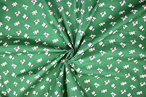 Pyrhan Teddy Bear with Bow Tie Polycotton Prints | 45 Inch Wide Dress Craft Fabric Material by The Metre | Floral Polycotton Print Used in Sewing Kit and Accessories-Quilting Fabric