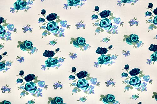 Pyrhan Rose Floral Polycotton Prints –Polycotton Fabric Similar to 100% Cotton Prints- Material by the Metre -Floral Polycotton Print Used in Sewing Kit and Accessories-Quilting Fabric Beautiful Print