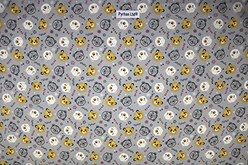 Pyrhan Teddy Bear with Stars Polycotton Prints | 45 Inch Wide Dress Craft Fabric Material by The Metre | Floral Polycotton Print Used in Sewing Kit and Accessories-Quilting Fabric (Grey)