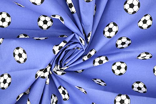Pyrhan Art & Craft Children Nursery Football Polycotton Prints | 45 Inch Wide Dress Craft Fabric Material by The Metre | Polycotton Print Used in Sewing Kit and Accessories.