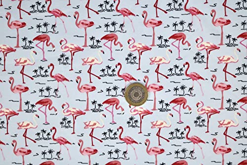 Pyrhan Flamingo 100% Pure Cotton Prints – 45 inches (114 cm Approx) Wide Fabric Sold by The metre - Perfect for Sewing Projects and Dress Making.