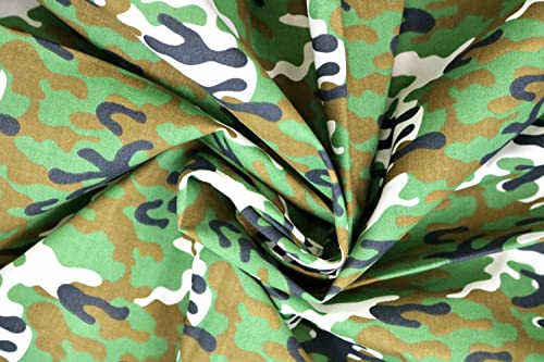 Pyrhan Camouflage Royal Army Polycotton Prints | 45 Inch Wide Dress Craft Fabric Material by The Metre | Polycotton Print Used in Sewing Kit and Accessories-Quilting Fabric (Green)