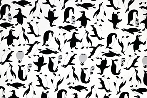 Pyrhan Cute Penguin 100% Pure Cotton Prints – 45 inches (114 cm Approx) Wide Fabric Sold by The metre - Perfect for Sewing Projects and Dress Making. (Sky)
