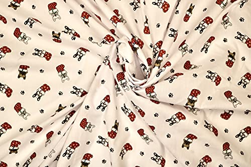 Pyrhan Pug in Christmas Stocking Polycotton Prints –45 Inch Wide Dress Fabric Material by The Metre -Floral Polycotton Print Used in Sewing Kit and Accessories-Quilting Fabric