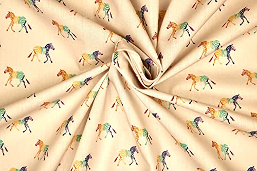 Pyrhan Zebra Polycotton Prints –45 Inch Wide Dress Fabric Material by The Metre -Floral Polycotton Print Used in Sewing Kit and Accessories-Quilting Fabric (Acru)