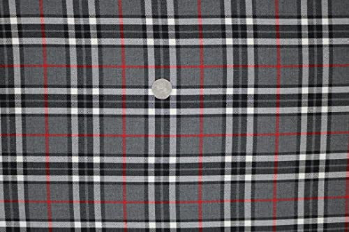 Pyrhan Ltd Royal Stewards Tartan Fabric 100% Viscose Woven | 58 inches Wide for Tailoring & Dressmaking | Ideal for Sewing Projects and Everyday Wear (White-Black)