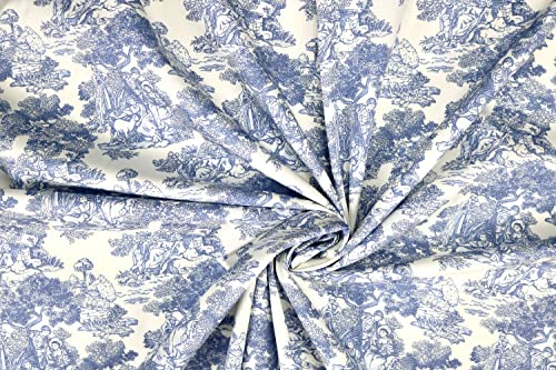 Pyrhan Art Village Life 100% Pure Cotton Prints – 45 inches (114 cm Approx) Wide Fabric Sold by The metre - Perfect for Sewing Projects and Dress Making. (Blue)